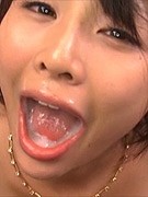 Cum crazed bukkake teen does crazy tongue sex