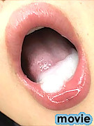 A puddle of bukkake cum in Mayuras mouth