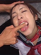 Japanese cosplay girl enters semen trance